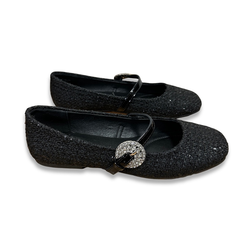 KENNETH COLE Reaction Elwood Mary Jane Ballet Flats Black Shimmer Buckle Size 8